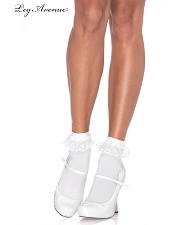 White anklet socks with lace ruffle BUY